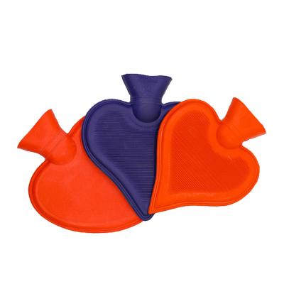 China Multi Color Heart Shaped Rubber Hot Water Bottle Rubber Water Bag Therapy Draft BS Standard Organ Heating for sale