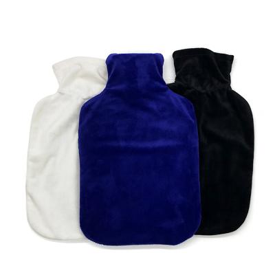 China Reusable Minimalist Cover 2L Natural Rubber Hot Water Bag Plush Shorts Solid Color Style Solid Color Hot Water Bottle Cover for sale