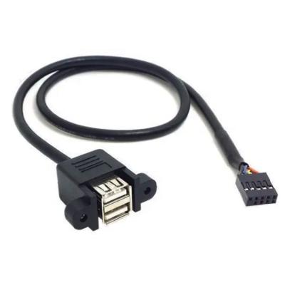 China Usb Cable Main Board 9 Pin To Dual-Layer USB Bulkhead Cable Main Board 9 Pin To USB 2.0 Dual-Layer Expansion Dual Port Cable for sale