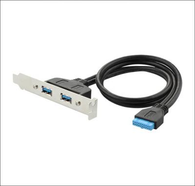 China Computer Peripheral Computer Chassis PCI Bit USB 3.0 Bulkhead Connector Adapter Cable 2 USB Expansion Rear Bulkhead Line for sale