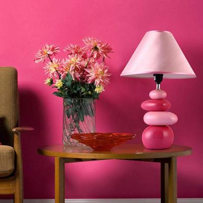 China Modern Creative Unique Stone Look Pink Lamp Bedside Table Lamp Girls Ceramic Nordic Designer Table Light for sale