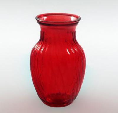 China High Quality Decorative Swirl Belly Vase Minimalist Hot Selling Red Glass Flower Vase For Home for sale