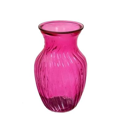 China High Quality Decorative Belly Rose Swirl Vase Traditional Hot Selling Glass Flower Vase For Home for sale