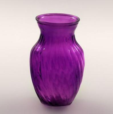 China High Quality Decorative Swirl Belly Vase Traditional Hot Selling Purple Glass Flower Vase For Home for sale