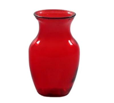 China Hot Selling Minimalist Decorative Red Glass Flower Vase High Quality Glass Vases For Home for sale