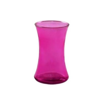 China Minimalist Pink Round Glass Vase 1400ml Slim Height Table Top Flower Glass Jar For Decoration 50OZ for sale