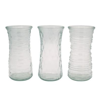 China Traditional Clear Round Glass Vase With Band Design Flower Cut Glass Vase for sale