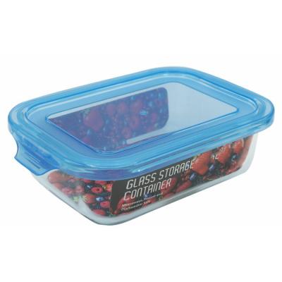 China Heatable Excellent Quality Rectangular Clear Glass Food Container With Lid for sale