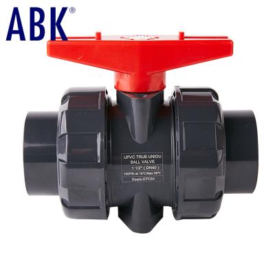 China DIN UPVC Heavy Duty Double Free Sample Genuine Acid And Alkali Corrosion Protection Unions Industrial Ball Valve Valves for sale