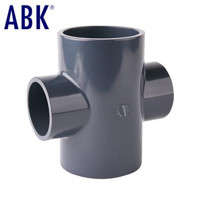 China Industrial Plastic Grade DN80*40 UPVC PVC Pipe Fitting Reducer Cross Acid And Alkali Resistant Corrosion Protection DIN Standards Tee Branch for sale