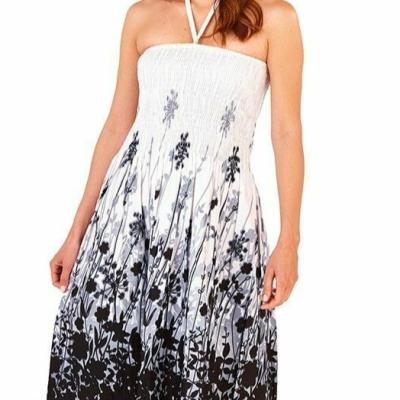 China China Wholesale Women's Breathable Halter Neck Sleeveless Beach Style Cable Print Dress for sale