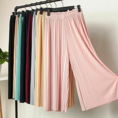 China Hot Selling Professional Wholesale Women's Breathable Factory Loose Pleated Ninth Wide Leg Pants for sale