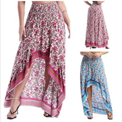 China Factory Direct Supply Breathable Our Own Manufacturer Fashion Girls Waist Cotton Shrink Floral Irregular Skirts for sale