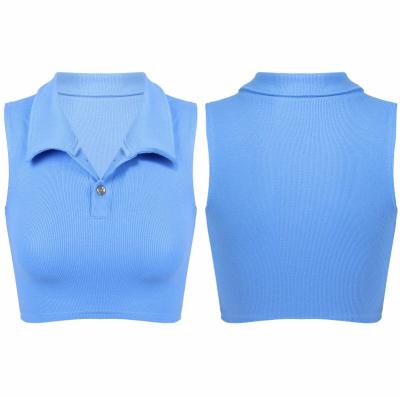 China Manufacturer High Quality Shirt Breathable Direct Collar Vest Summer Grown Knit Top for sale