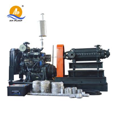 China high pressure diesel water pump 3 500hp diesel 7 stages flood multistage pump for sale