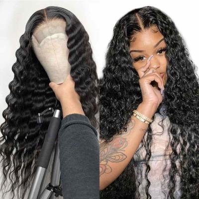 China 150% Density 13x4 Loose Deep Wave Headband Hair Full Lace Frontal Front Wig for sale