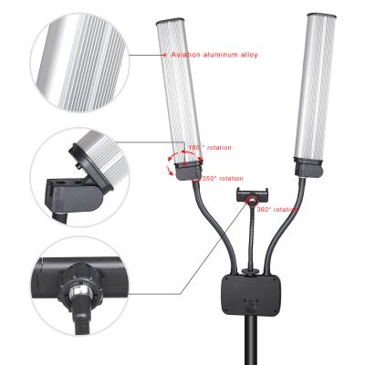 China High Quality Photogrphy Double Arm Led Ring Light With Tripod For Live Streaming for sale