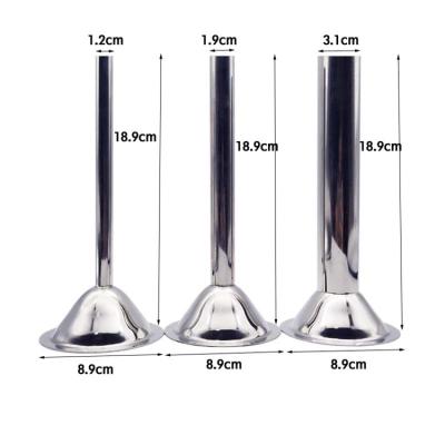 China Eco-friendly 4Pcs Stainless Steel Food Grade Sausage Safe Stuffer Filling Tubes Funnels Nozzles Spare Parts For Our Sausage Maker 3.8CM Base for sale