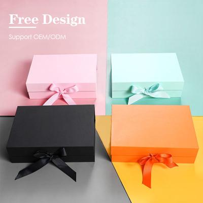 China Wholesale Custom Recyclable Luxury Matte Packaging ASP Paper Bridesmaid Magnetic Gift Box With Ribbon for sale