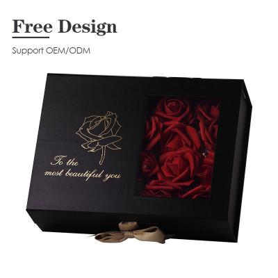 China Recyclable ASP Custom Wedding Cardboard Folding Packaging Rose Flower Gift Box With Lid for sale