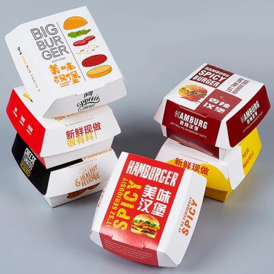 China ASP Fast Food Packing Box Recyclable Packing Box Eco Friendly Takeaway Hamburger Wrapping Paper Box for sale