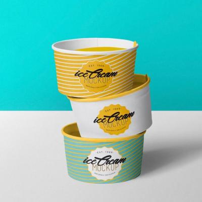 China ASP Design 3/4/5/8/12/16OZ Recyclable Free Disposable Ice Cream Single Wall Paper Cup With Lid And Spoon for sale