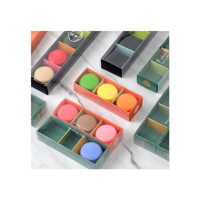 China Cover Recyclable Clear Cardboard Packaging Transparent Macaron Packaging Box With Plastic Window For Recyclable ASP CMYK Luxury Paper Boxes for sale