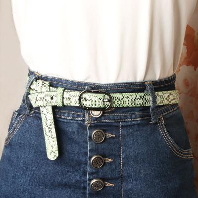 China Snake print dress belt for women customized garment accessories fashion python snake print pu dress belt for women for sale