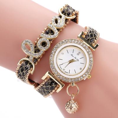 China Outlet fashion women hollow bracelet watches ladies love leather strap rhinestone quartz wristwatch fashion luxury quartz watch for sale