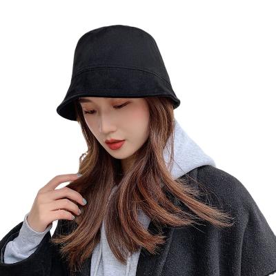 China 2022 Wholesale New Image Fashion Beanie Hat Suede Fisherman's Bucket Hat Women's Faux Leather Bucket Hat for sale