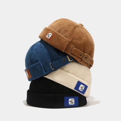 China Wholesale Brimless Vintage Fashion Corduroy Docker Hat COMMON Hop Beanie Hats Men Women Spring Autumn Landlord Hat Streetwear Hip for sale