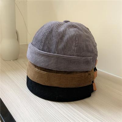 China COMMON Hot Selling America Retro Sailor Cap Custom Corduroy Cloth Hat Size Adjustable Size Skullcap COMMON High Quality Roll Brim for sale