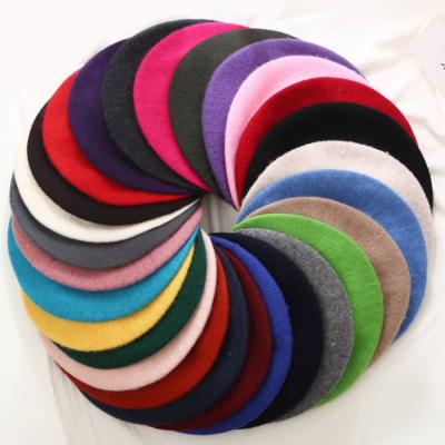 China Picture Hot Sale Fashion Cheap New Women Wool Solid Color Beret Female Hood Covers Winter All Matching Warm Hat Walking Cap for sale