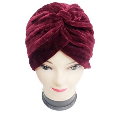 China Other Wholesale Price Fashion Ladies Turban Hijab Velvet Muslim Turbans For African Women Chemo Cap Turbante Hat for sale