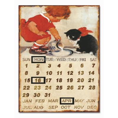 China Antique Vintage Metal Tin Sign Tin Sign Calendar from Europe for sale