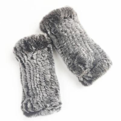 China Real Rex Rabbit Fur Wholesale Customized Fashion Furry Winter Warm Fingerless Fingerless Gloves For Ladies Girls for sale