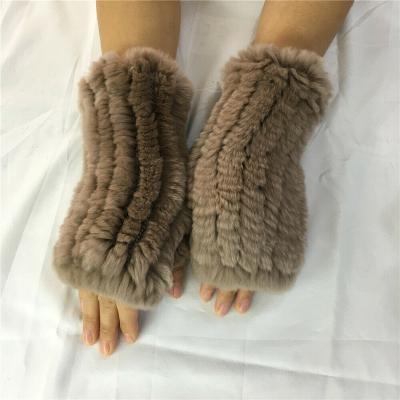 China Rex Rabbit Suede Fur Fingerless Gloves Knitted Fur Gloves Winter Luxury Wholesale Hot Sale Fingerless For Women for sale