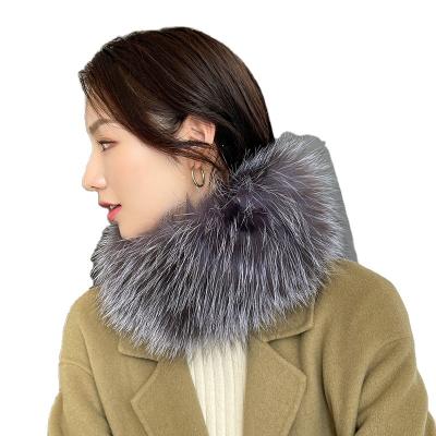 China Suture Factory Wholesale Winter Fox Fur Scarf Headband Warm Knitted Raccoon Fur Headpiece For Girl Women for sale