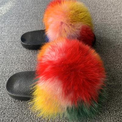 China Factory Price Winter Fur Slippers Women's Cute Winter Slippers Women Indoor Outdoor Fur Cheap Direct Lightweight Autumn Winter Warm Real Fox for sale