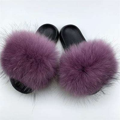 China Cute Lightweight Fashion Sandals Women Spring Auturm Winter Real Fox Fur Slippers Real Fur Slippers for sale