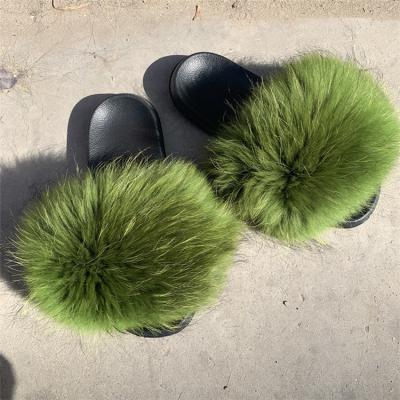 China Lightweight High Quality Cheap Plush Fox Fur Sandals Women Fashion Design Girls Furry Slides for sale