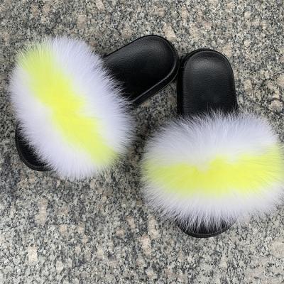 China Wholesale Genuine Fur Women's Sandals Fox Fur Slippers Lightweight Handmade Slide Sandals for sale