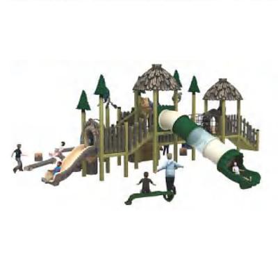 China 2020 Outdoor Playground Commerical Amusement Park Playground Forest Series Wooden Material Plastic Slide For 3-15 Years Kids Fun for sale