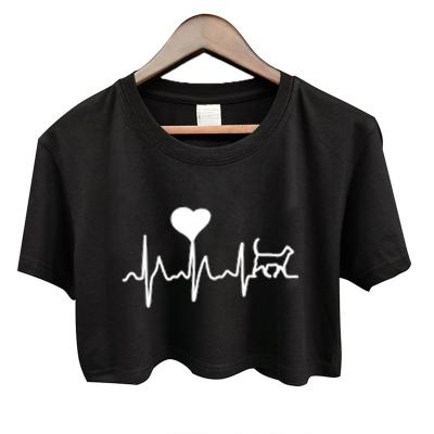 China Anti-Wrinkle Shape Women's T-shirts Around Mujer Short Crop Fashion Neck Sleeve Top Clothing for sale