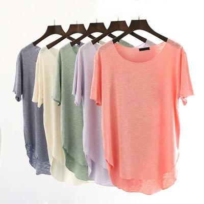 China wholesale Anti-wrinkle women simply loose cotton fit bamboo T-shirt with good price for sale