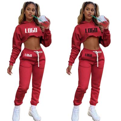 China Anti-pilling Women Sweatsuit Set Custom Logo Pullover Tracksuit Set 2 Piece 100% Cotton Hoodie Set for sale