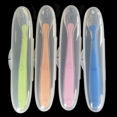 China BPA Free BPA Free Color Changing Babyske Silicone Baby Spoon For Training Infant Infant Baby Feeding Spoon for sale