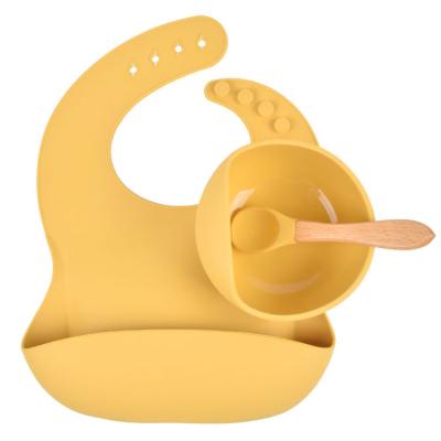 China New Design Kids Infant Washable Bib Warm Soft Food Grade Self Selling Silicone Tableware Feeding Catchers for sale