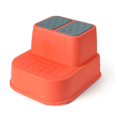 China Cartoon Pattern Cartoon Baby Step Stool Bathroom Non-slip Double Height Plastic Stool for sale