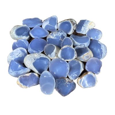 China Feng Shui Crystal Wholesale Bulk Tumbled Rough Polished Natural Macrobead Polished Chalcedony Crystals Healing Stones for sale